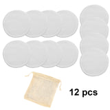 12PCS/SET Reusable Bamboo Fiber Washable Rounds Pads Makeup Removal Cotton Pad Cleansing Facial